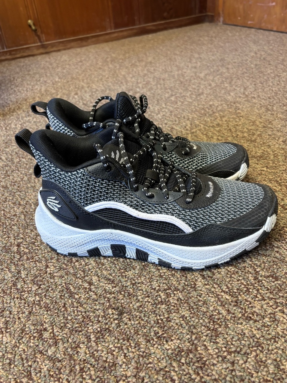 Under Armour Curry’s Kids Black and Gray Lace-Up Sneakers